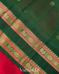 Crimson Red Pure Kanchipuram Silk Cotton Handloom Saree