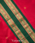 Crimson Red Pure Kanchipuram Silk Cotton Handloom Saree