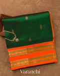 Bottle Green Pure Kanchipuram Silk Cotton Handloom Saree