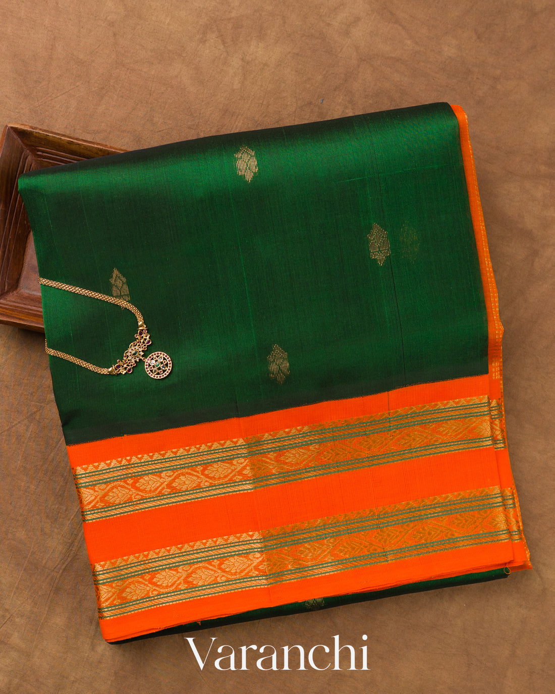 Bottle Green Pure Kanchipuram Silk Cotton Handloom Saree