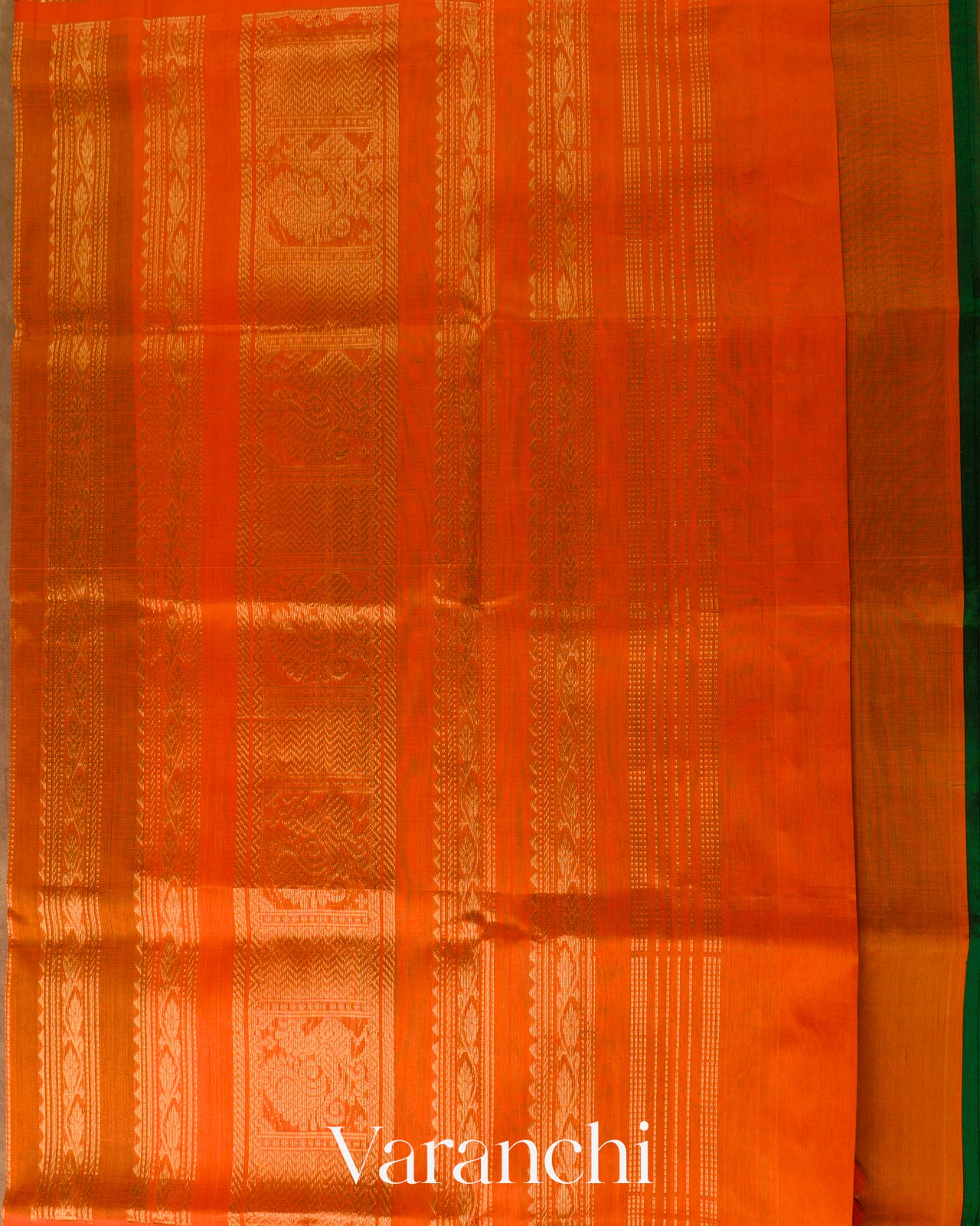 Bottle Green Pure Kanchipuram Silk Cotton Handloom Saree