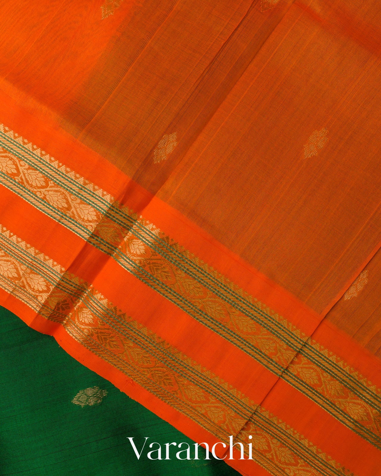 Bottle Green Pure Kanchipuram Silk Cotton Handloom Saree