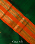 Bottle Green Pure Kanchipuram Silk Cotton Handloom Saree