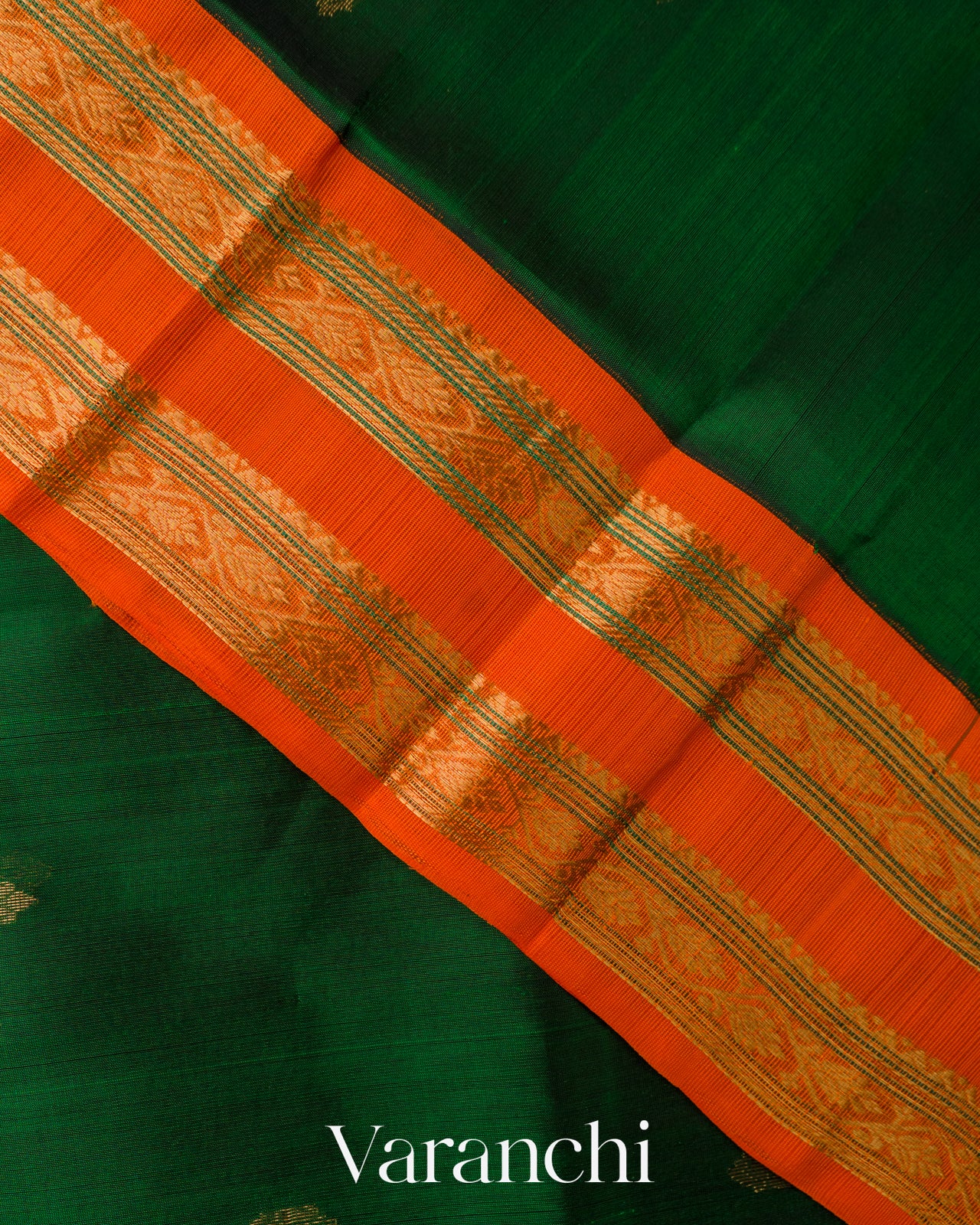 Bottle Green Pure Kanchipuram Silk Cotton Handloom Saree