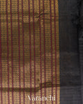 Beige Checkered Pure Kanchipuram Silk Cotton Handloom Saree