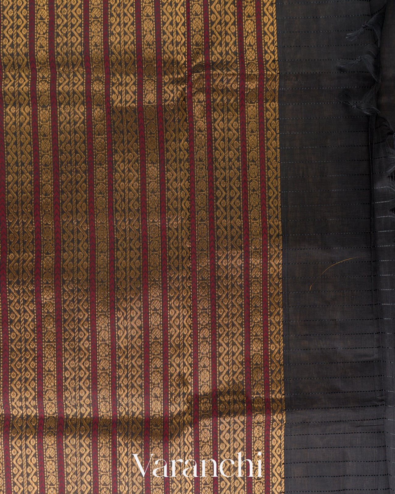 Beige Checkered Pure Kanchipuram Silk Cotton Handloom Saree