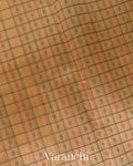 Beige Checkered Pure Kanchipuram Silk Cotton Handloom Saree