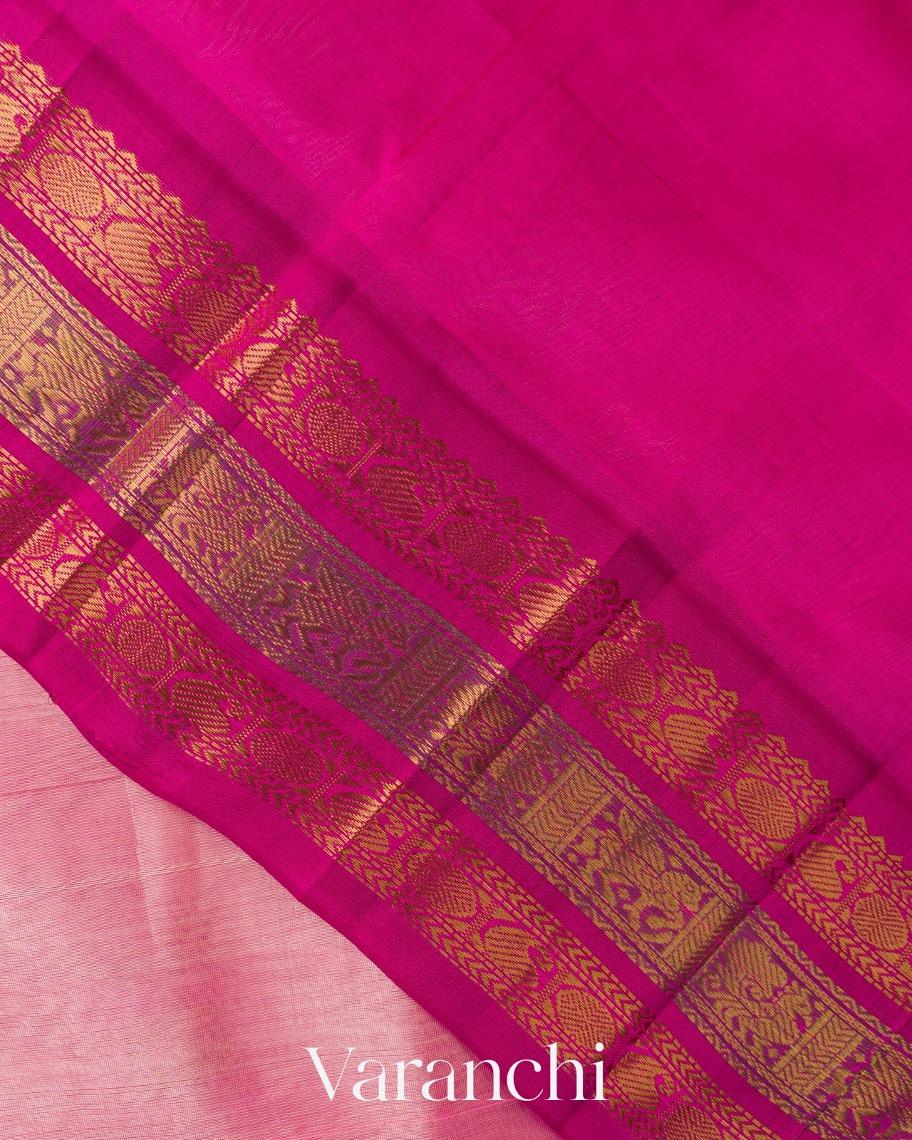 Baby Pink Pure Kanchipuram Silk Cotton Handloom Saree