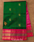 Bottle Green Pure Kanchipuram Silk Cotton Handloom Saree