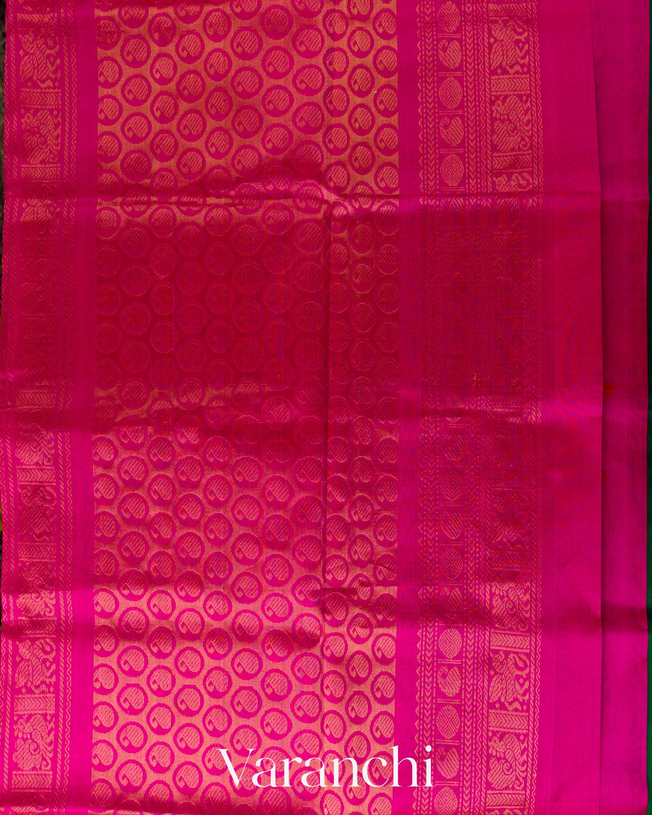 Bottle Green Pure Kanchipuram Silk Cotton Handloom Saree