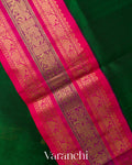 Bottle Green Pure Kanchipuram Silk Cotton Handloom Saree