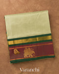 Light Pista Green Pure Kanchipuram Silk Cotton Handloom Saree