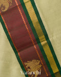 Light Pista Green Pure Kanchipuram Silk Cotton Handloom Saree