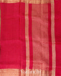 Rani Pink Checked Pure Kora Silk Saree
