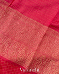 Rani Pink Checked Pure Kora Silk Saree