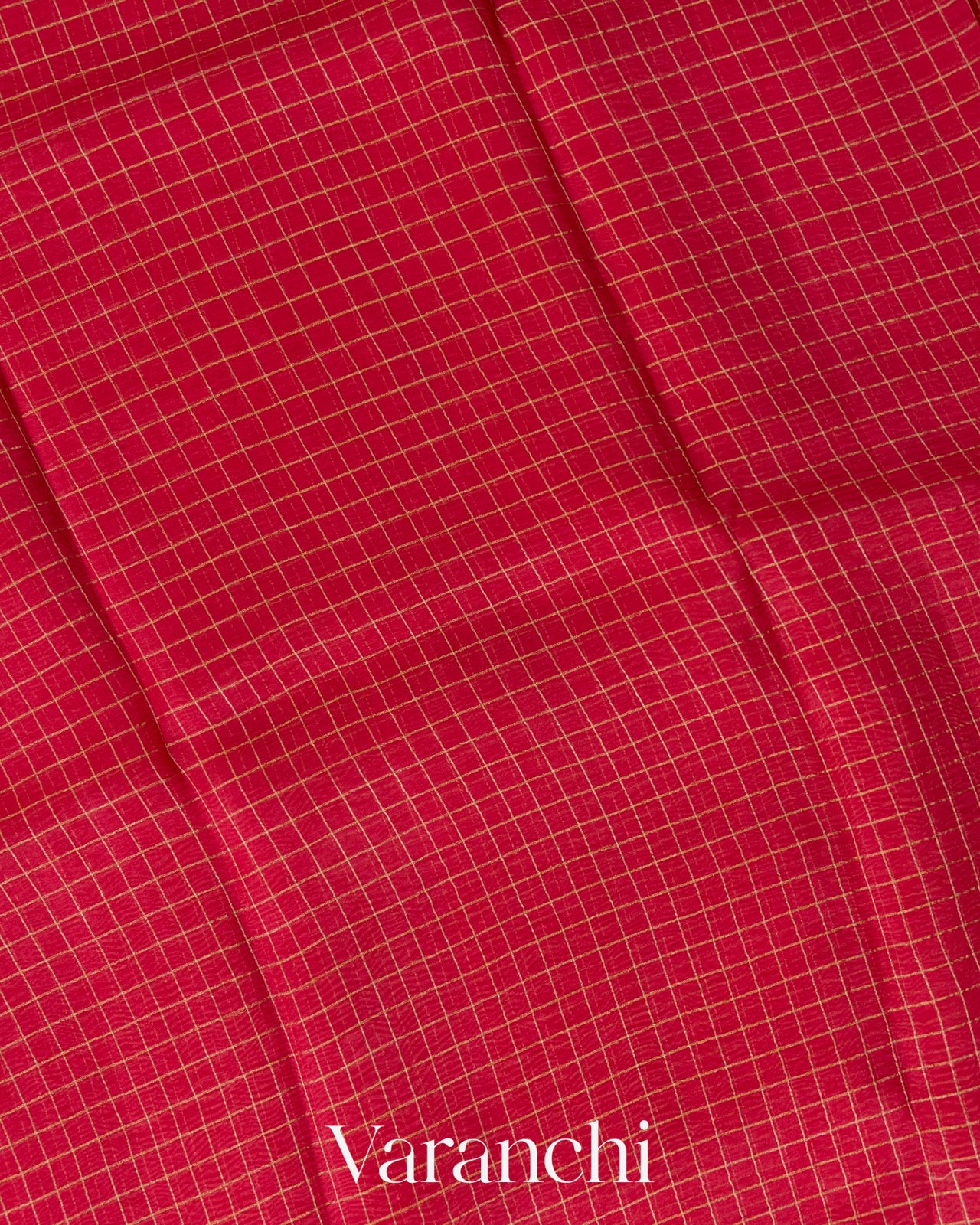 Rani Pink Checked Pure Kora Silk Saree