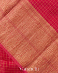 Rani Pink Checked Pure Kora Silk Saree