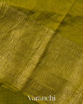 Mehendi Green Checked Pure Kora Silk Saree