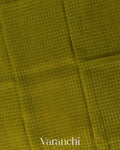 Mehendi Green Checked Pure Kora Silk Saree