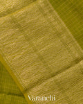 Mehendi Green Checked Pure Kora Silk Saree