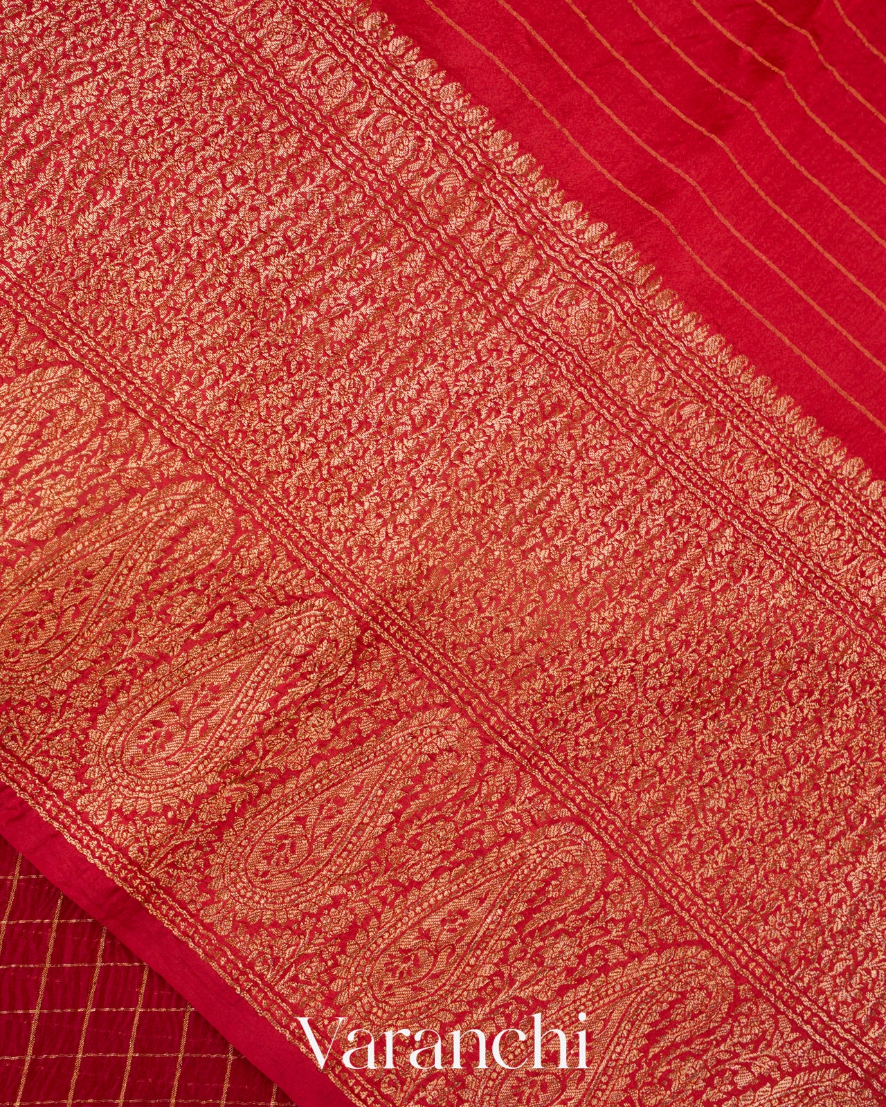 Maroon Checked Pure Kora Silk Saree