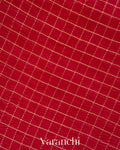 Maroon Checked Pure Kora Silk Saree