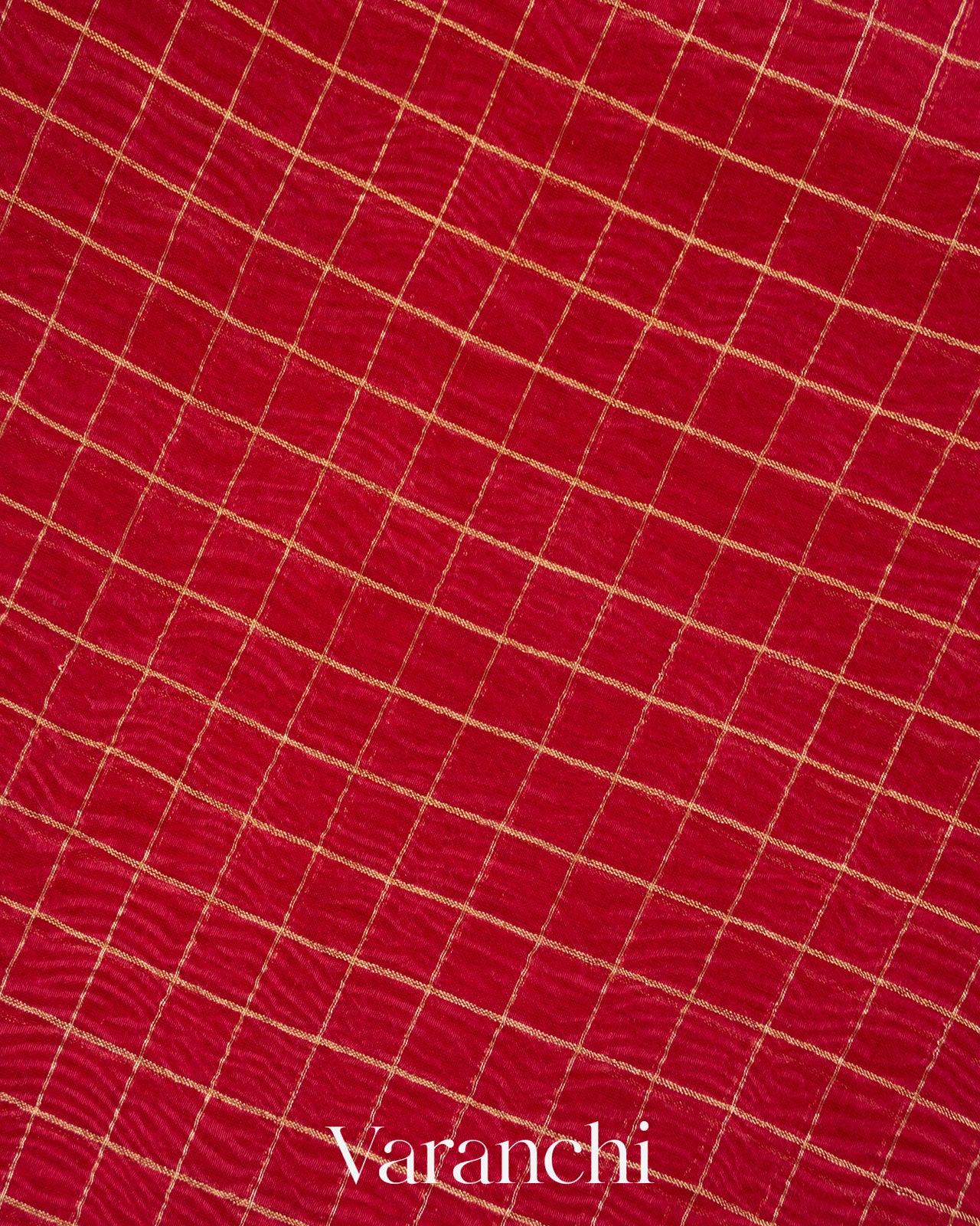 Maroon Checked Pure Kora Silk Saree