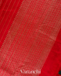 Chilly Red Striped Pure Raw Silk Handloom Saree