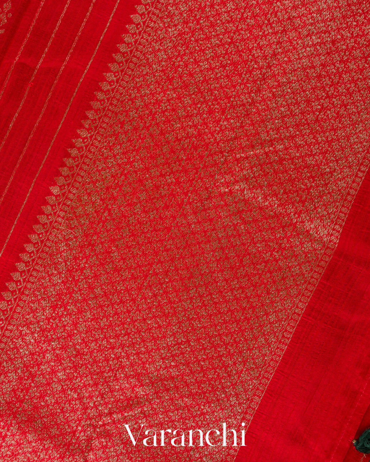 Chilly Red Striped Pure Raw Silk Handloom Saree