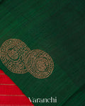 Chilly Red Striped Pure Raw Silk Handloom Saree