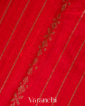 Chilly Red Striped Pure Raw Silk Handloom Saree