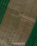 Bottle Green Striped Pure Raw Silk Handloom Saree