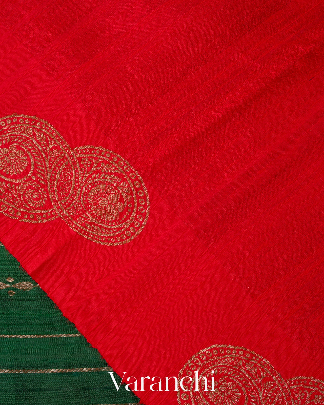 Bottle Green Striped Pure Raw Silk Handloom Saree