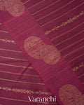 Wine Purple Striped Pure Raw Silk Handloom Saree