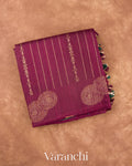 Wine Purple Striped Pure Raw Silk Handloom Saree