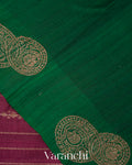 Wine Purple Striped Pure Raw Silk Handloom Saree