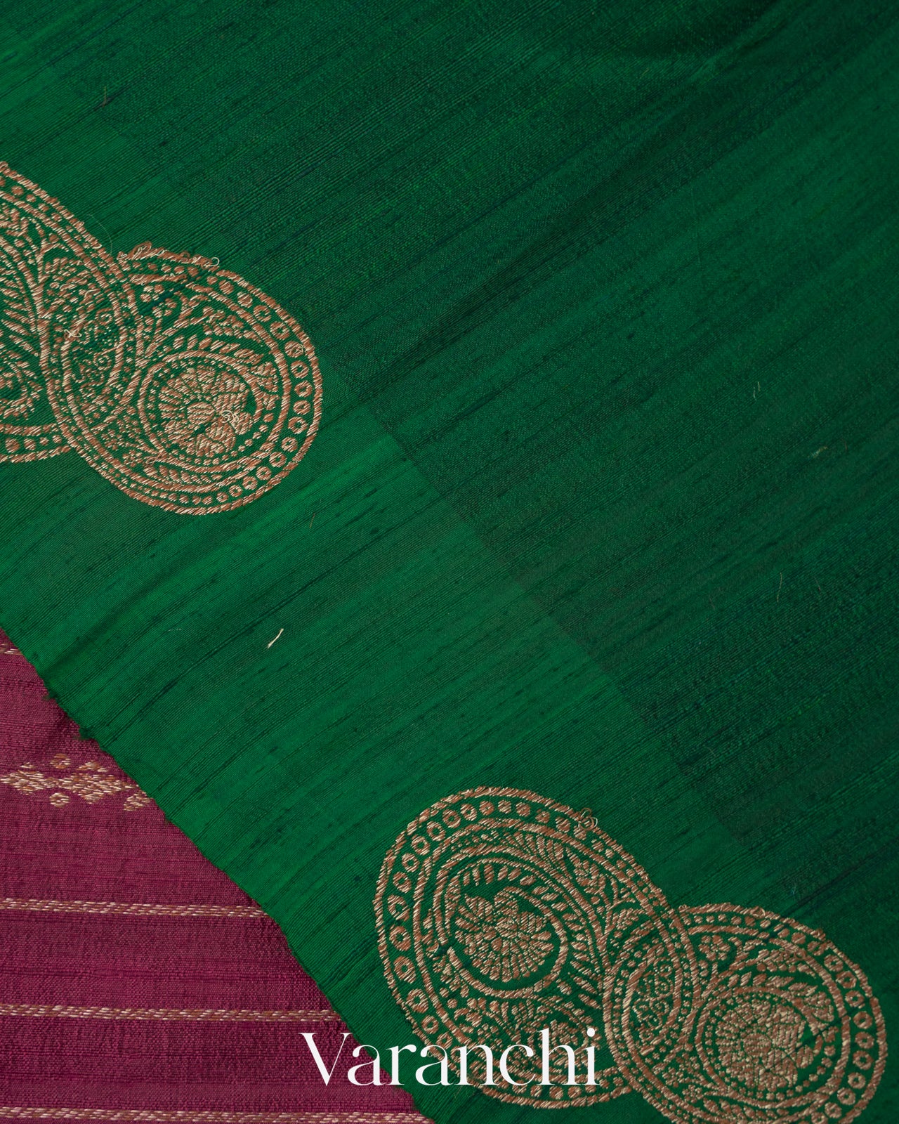 Wine Purple Striped Pure Raw Silk Handloom Saree