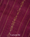 Wine Purple Striped Pure Raw Silk Handloom Saree