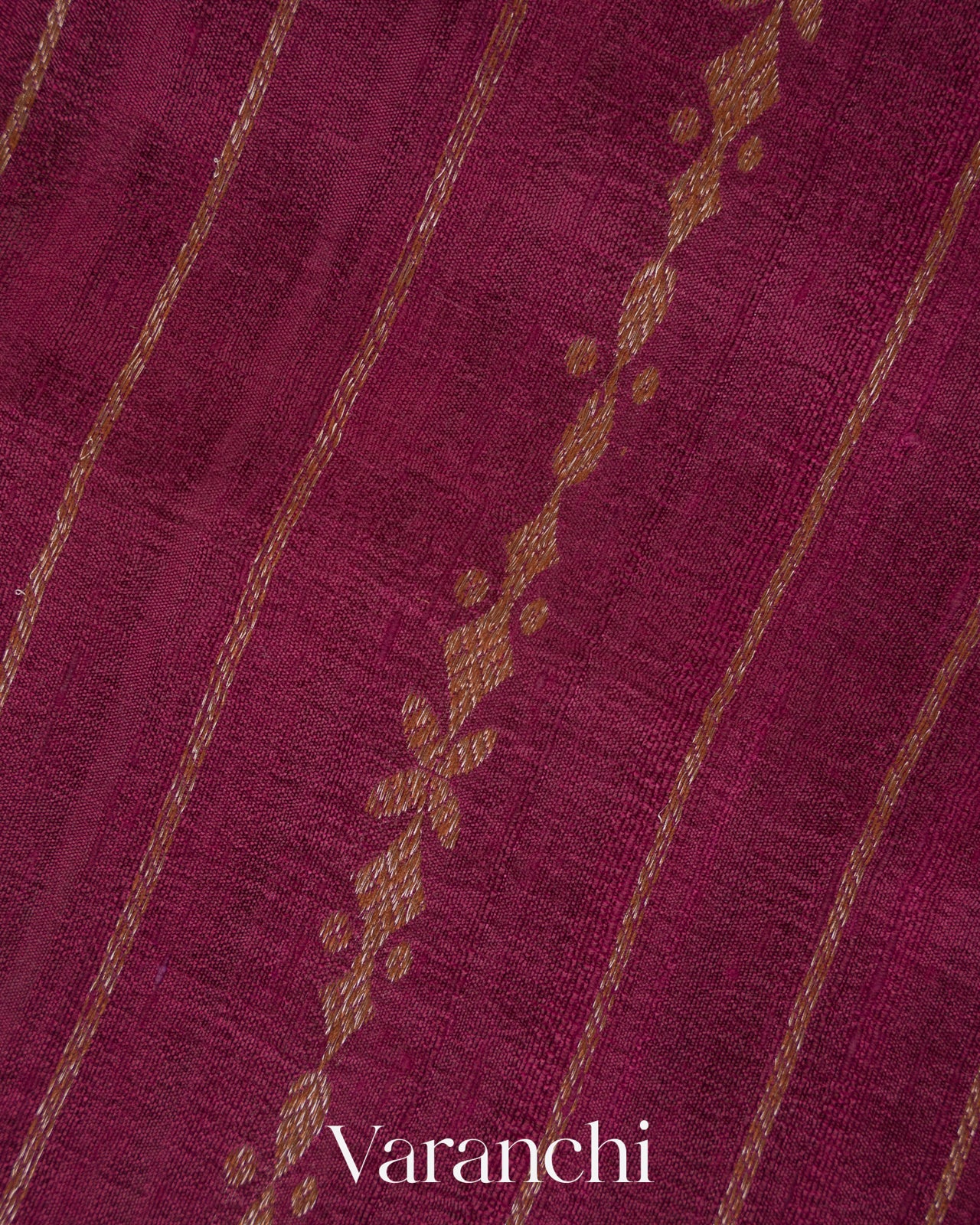 Wine Purple Striped Pure Raw Silk Handloom Saree
