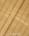 Beige Striped Pure Raw Silk Handloom Saree