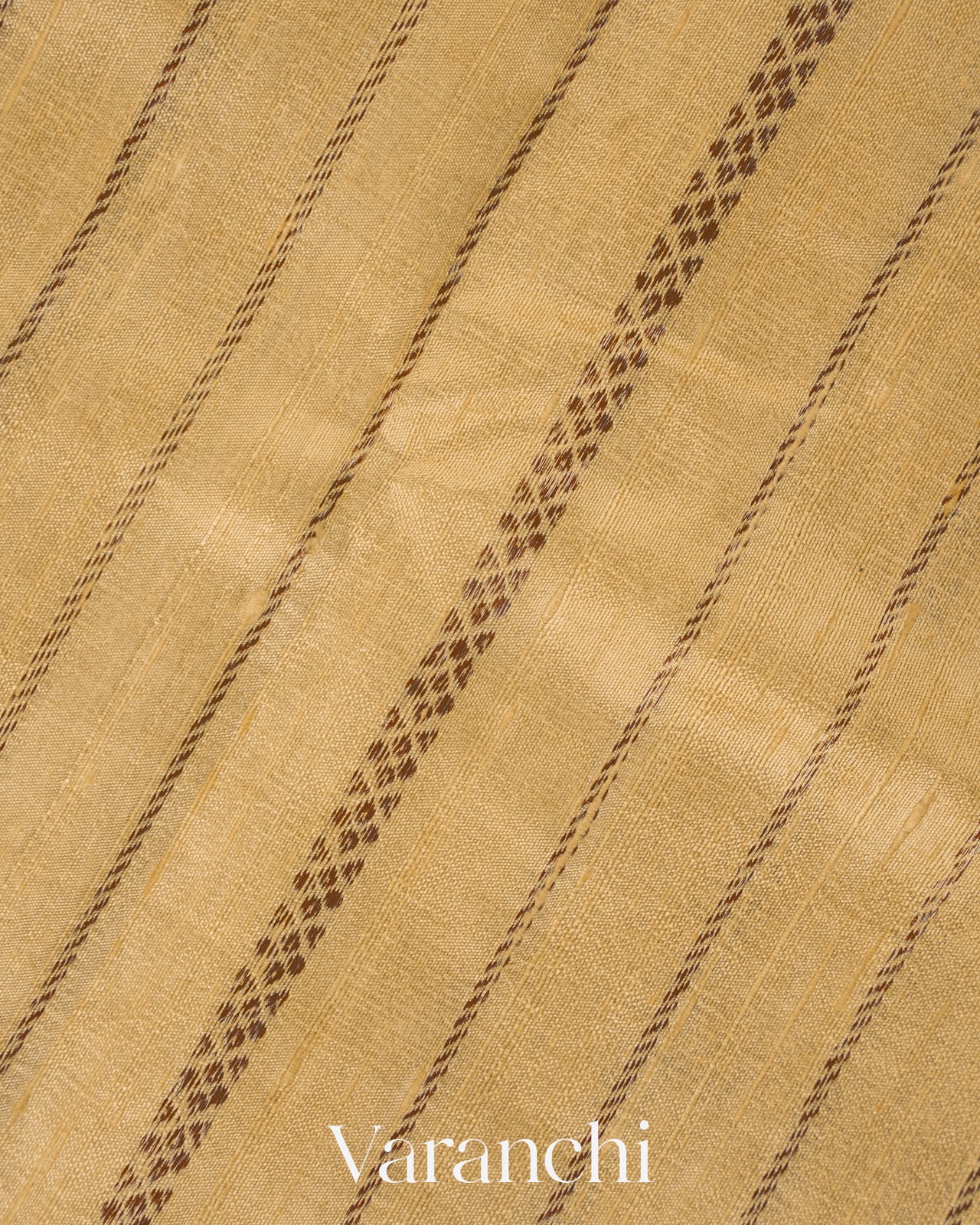 Beige Striped Pure Raw Silk Handloom Saree