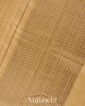 Beige Striped Pure Raw Silk Handloom Saree