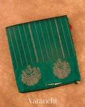 Bottle Green Striped Pure Raw Silk Handloom Saree