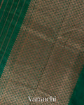Bottle Green Striped Pure Raw Silk Handloom Saree