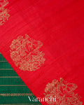 Bottle Green Striped Pure Raw Silk Handloom Saree