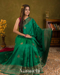 Rama Green Pure Raw Silk Handloom Saree