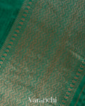 Rama Green Pure Raw Silk Handloom Saree