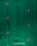 Rama Green Pure Raw Silk Handloom Saree