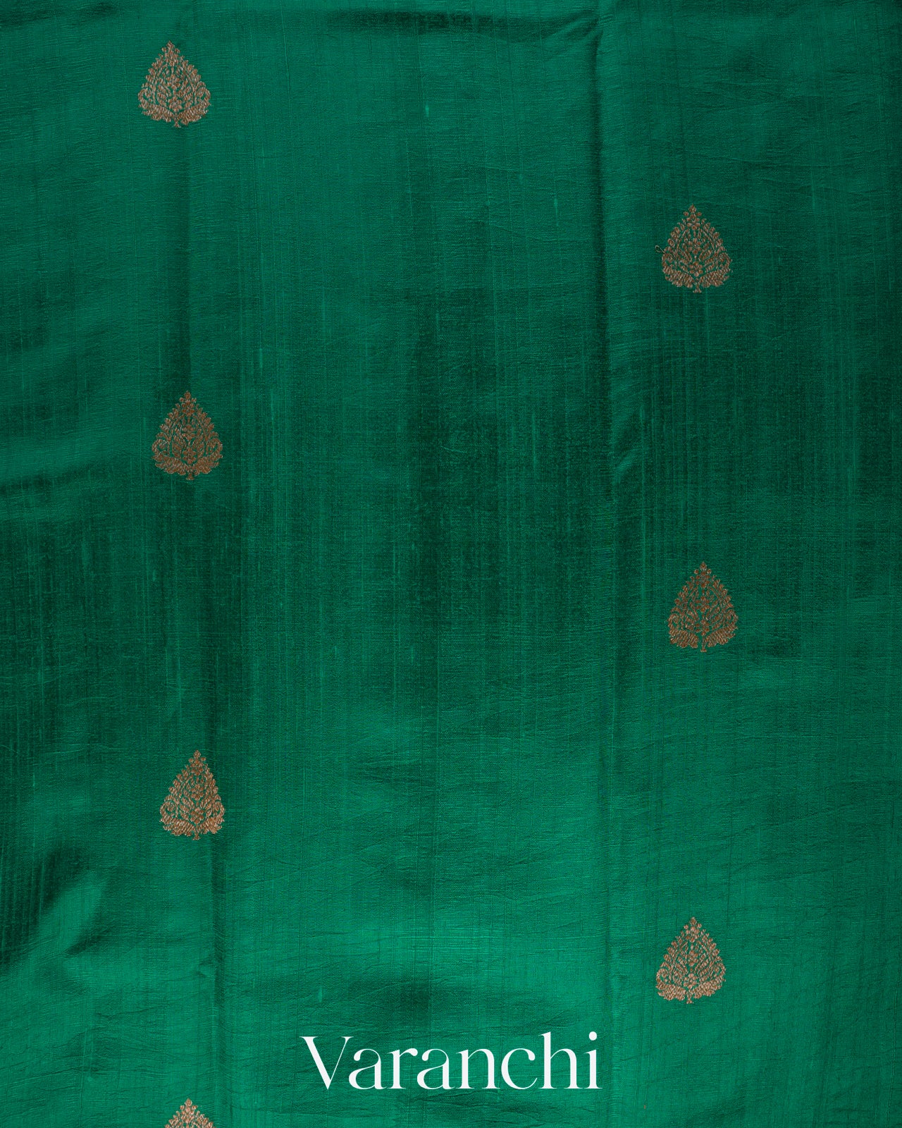 Rama Green Pure Raw Silk Handloom Saree