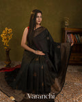 Black Pure Raw Silk Handloom Saree